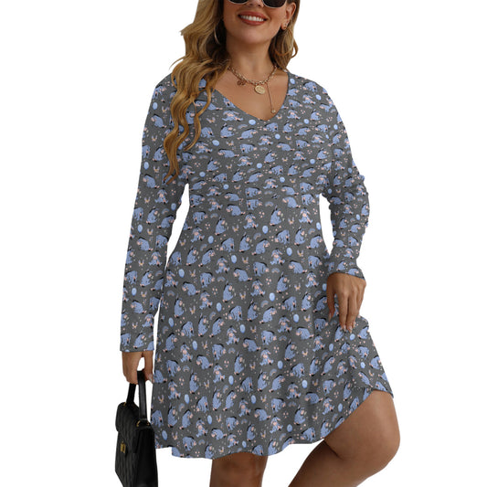 Thanks For Noticing Me Plus Size Women's V-neck Long Sleeve Dress