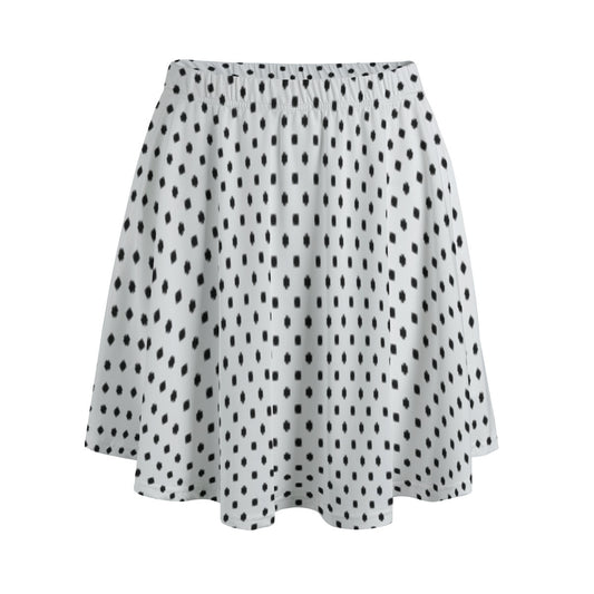 White With Black Polka Dots Women's Skirt With Pockets