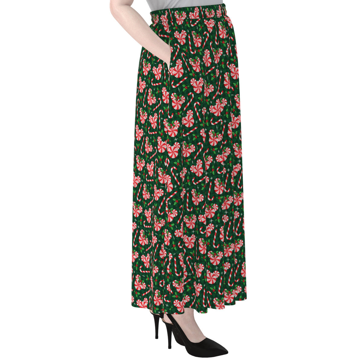 Christmas Peppermint Women's Maxi Chiffon Skirt