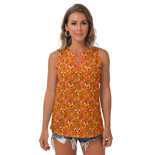 Orange Bird Women's Sleeveless V-Neck Top