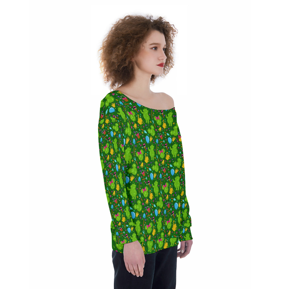 Flower And Garden Oversized Women's Off-Shoulder Sweatshirt