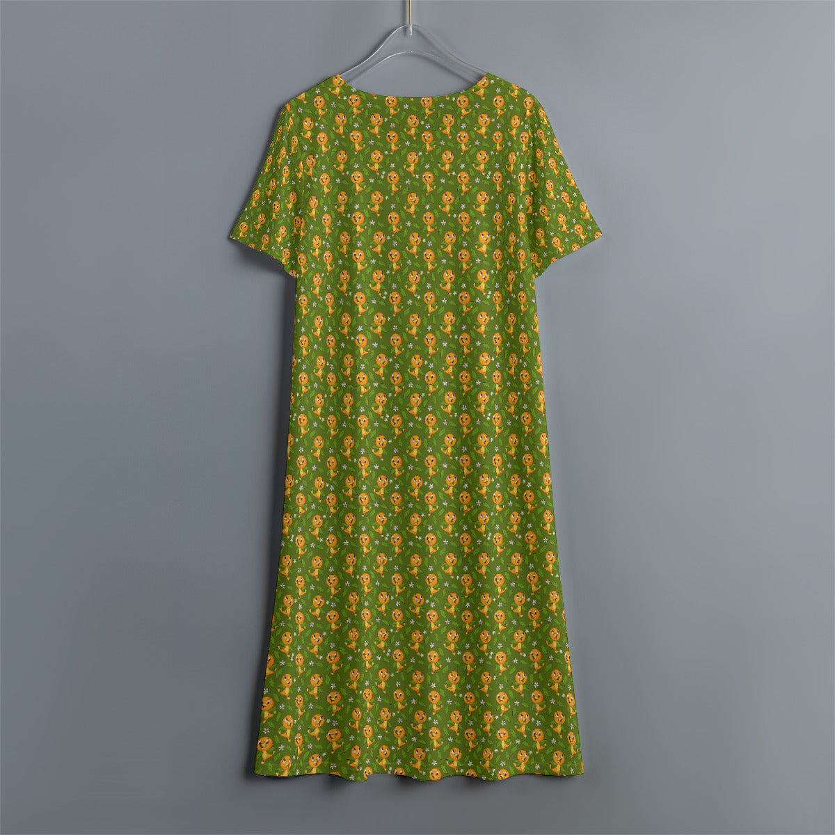 Orange Bird Women's Swing Dress With Short Sleeve