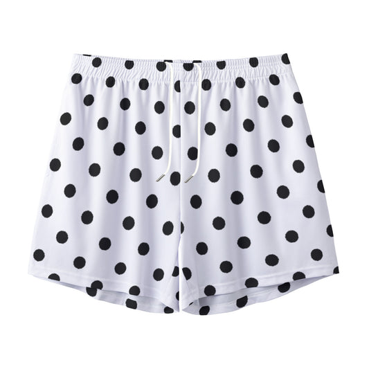 White With Black Polka Dots Unisex Pocket Shorts