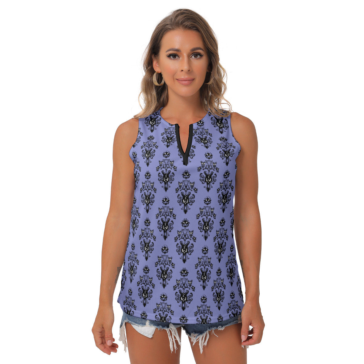 Haunted Mansion Wallpaper Women's Sleeveless V-Neck Top