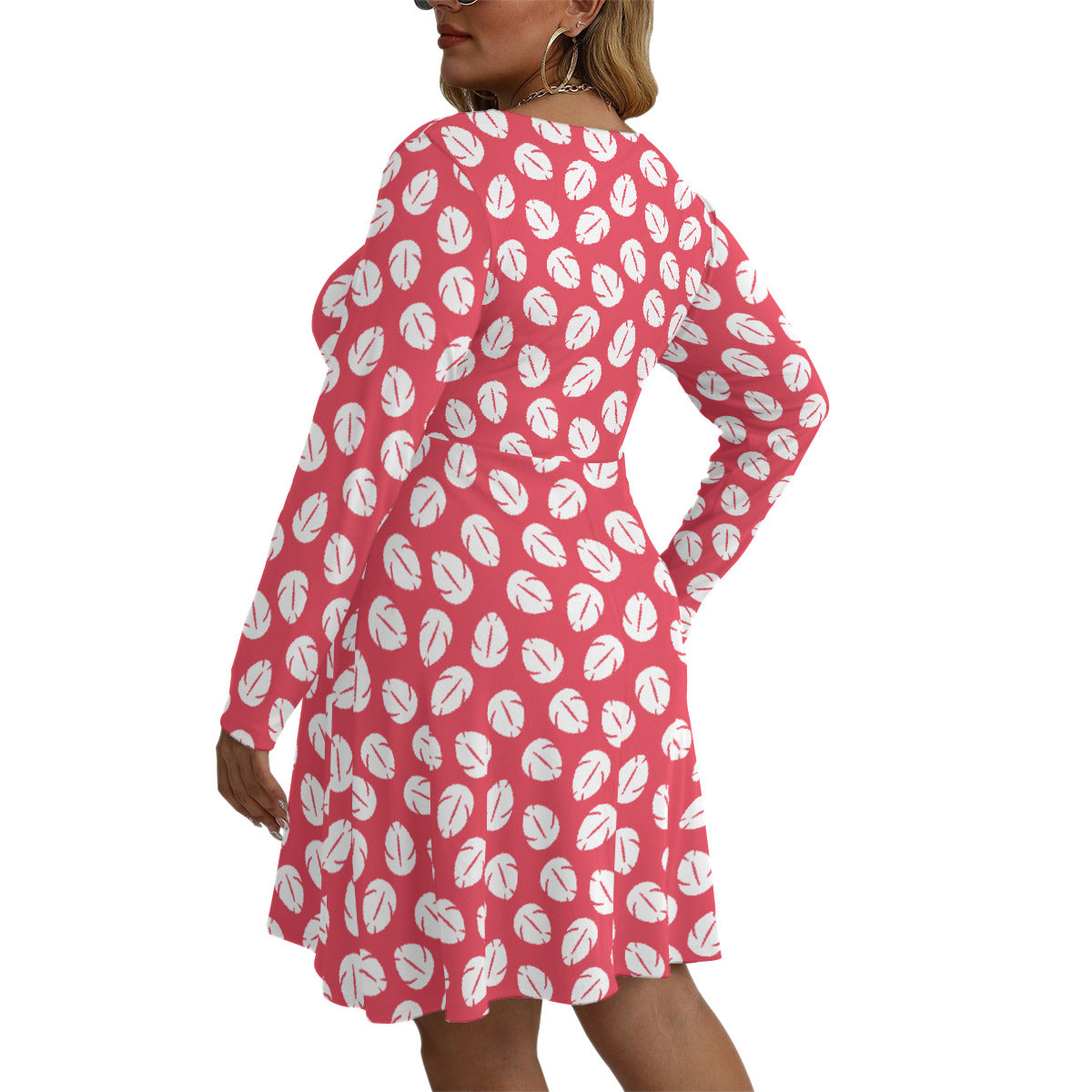 Lilo's Dress Plus Size Women's V-neck Long Sleeve Dress