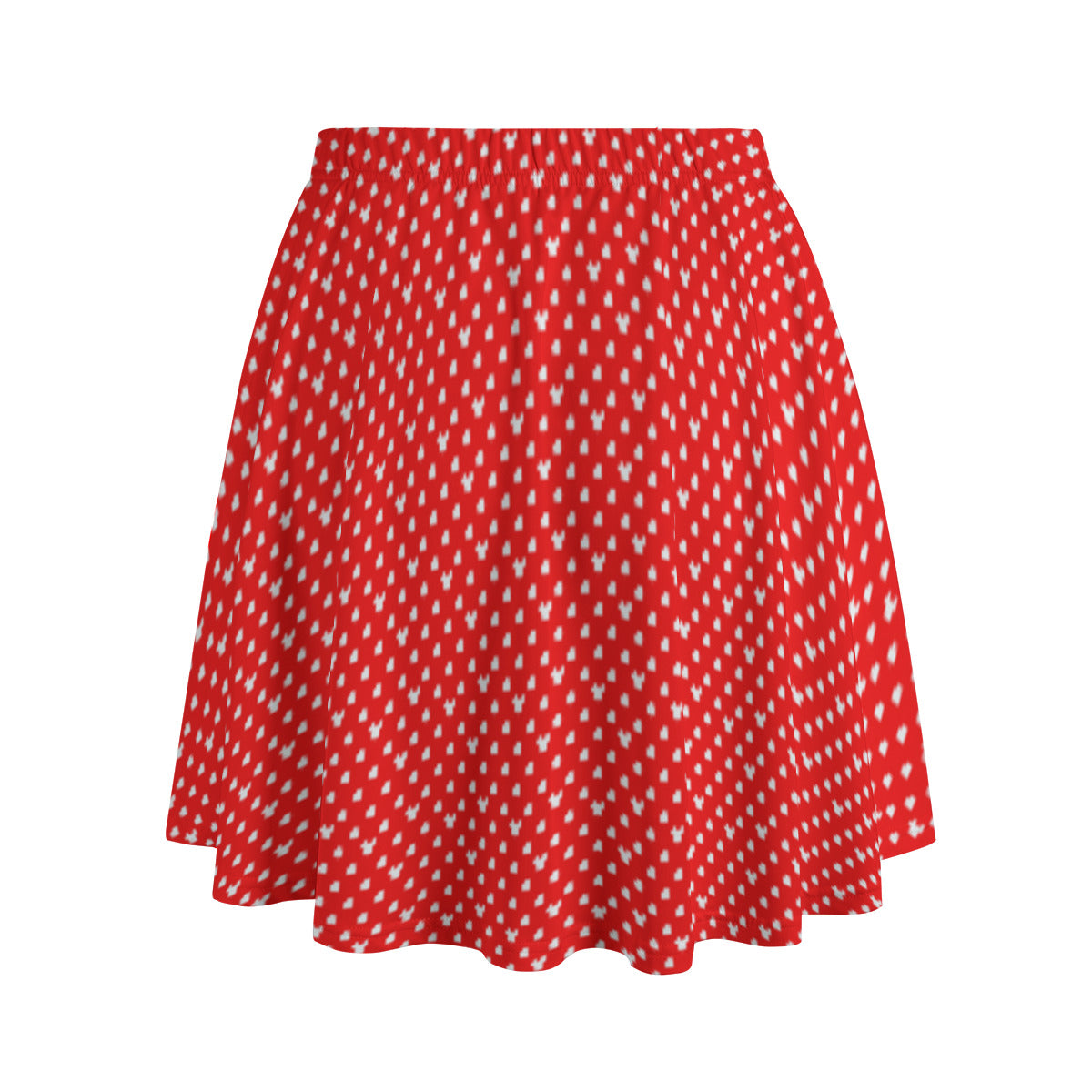 Red With White Mickey Polka Dots Women's Skirt With Pockets