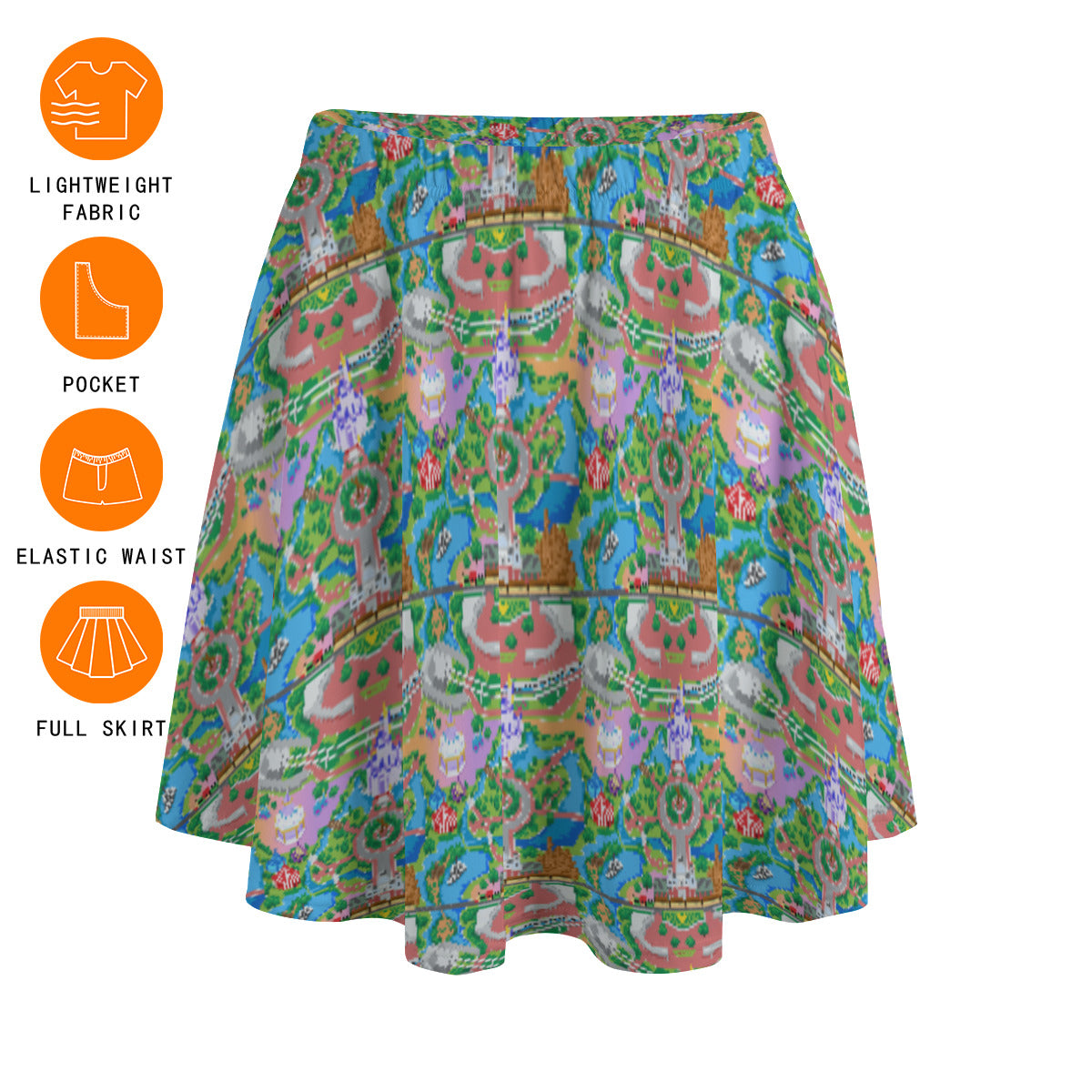 Park Map Women's Skirt With Pockets