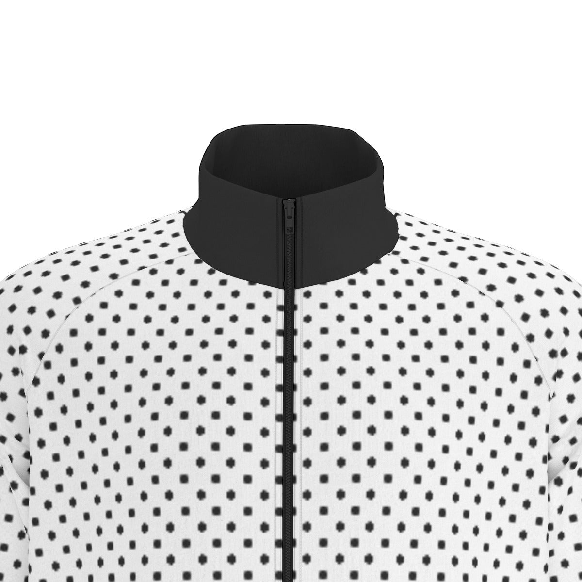 White With Black Polka Dots Unisex Stand Collar Jacket