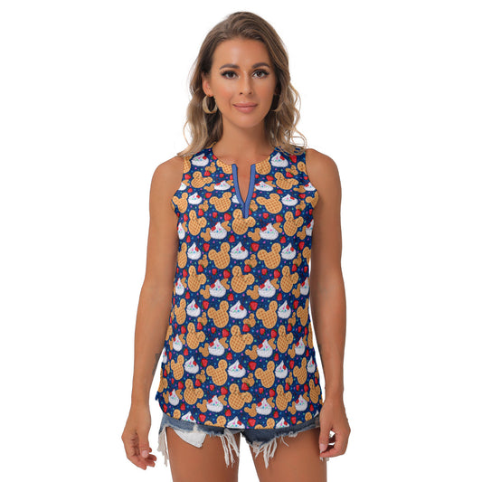 Waffles Women's Sleeveless V-Neck Top