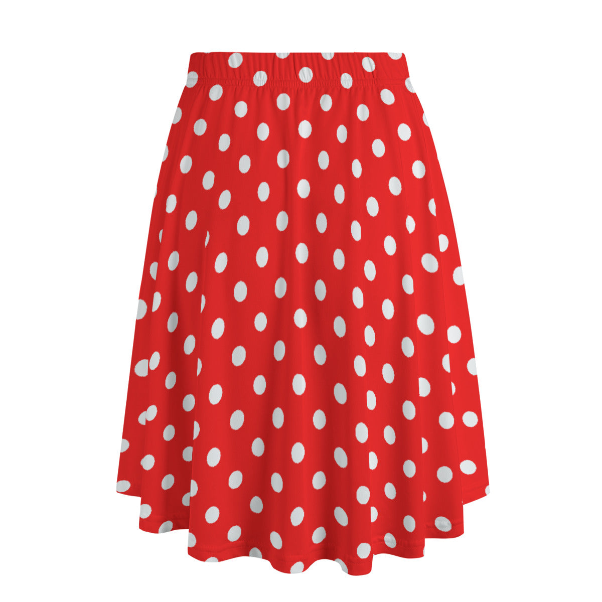 Red With White Polka Dots Women's Long Maxi Skirt With Pockets