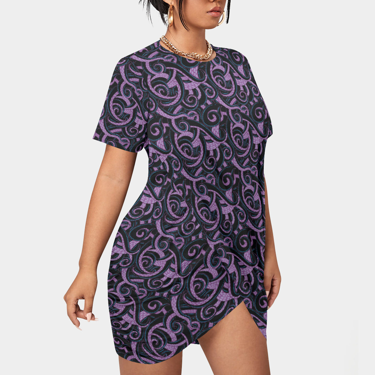 Ursula Tentacles Women’s Plus Size Stacked Hem Dress With Short Sleeve