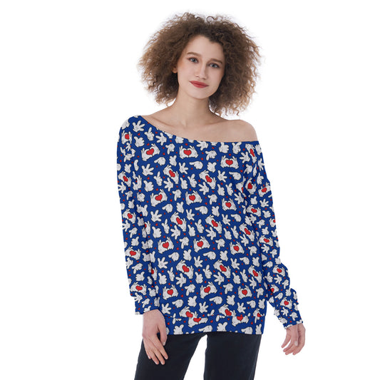 Happy Hands Oversized Women's Off-Shoulder Sweatshirt