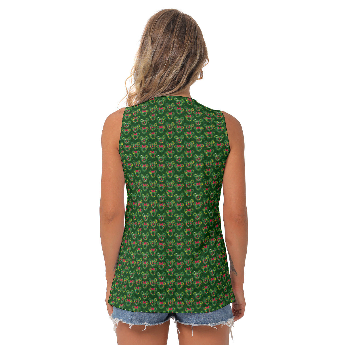 Christmas Wreaths Women's Sleeveless V-Neck Top