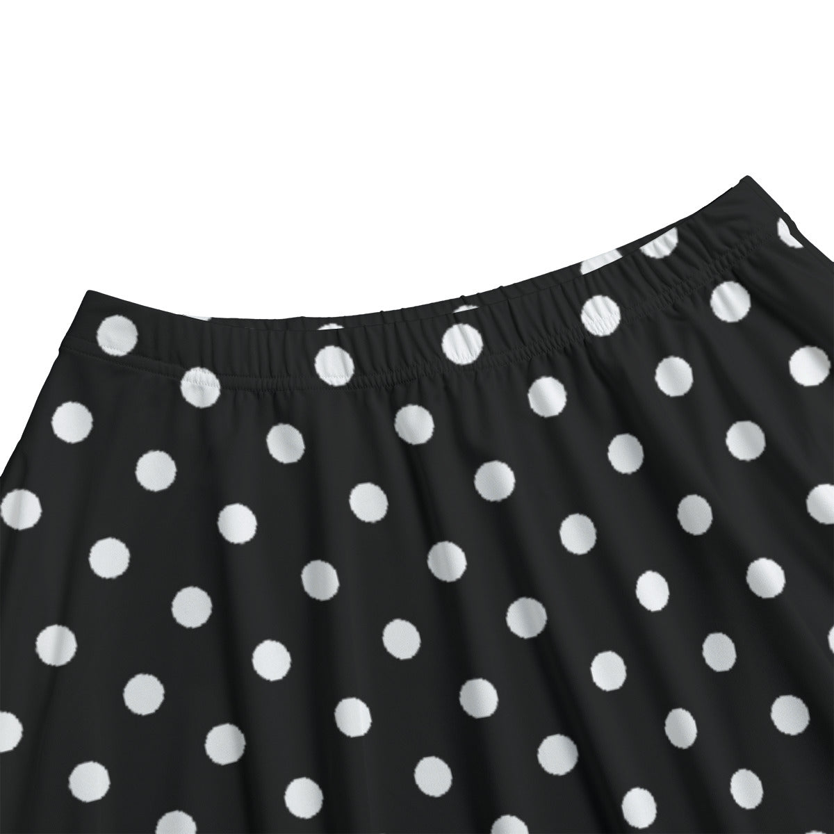 Black With White Polka Dots Women's Long Maxi Skirt With Pockets