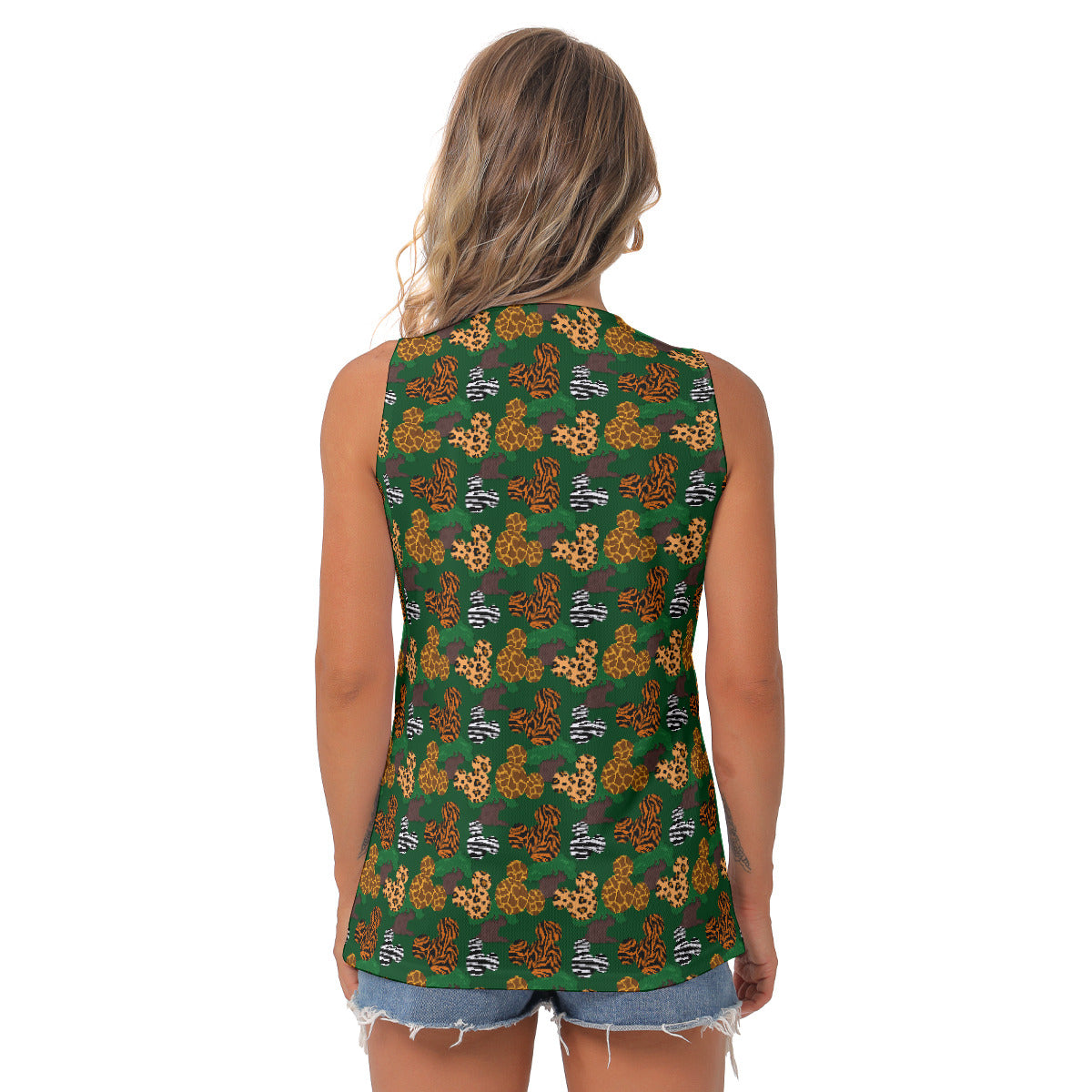 Animal Prints Women's Sleeveless V-Neck Top