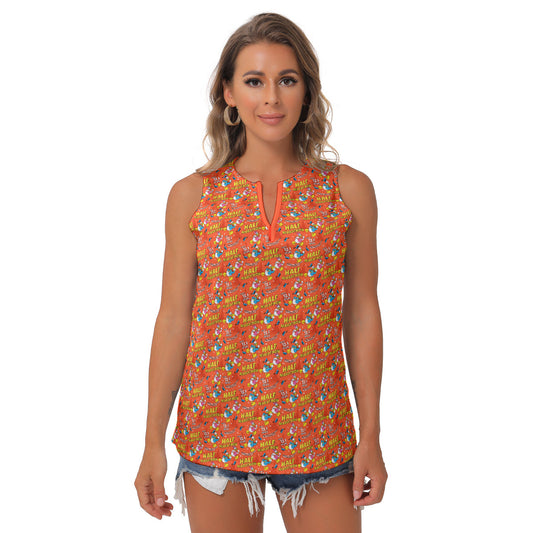 Donald And Daisy Half Marathon All Over Print Women's Sleeveless V-Neck Top