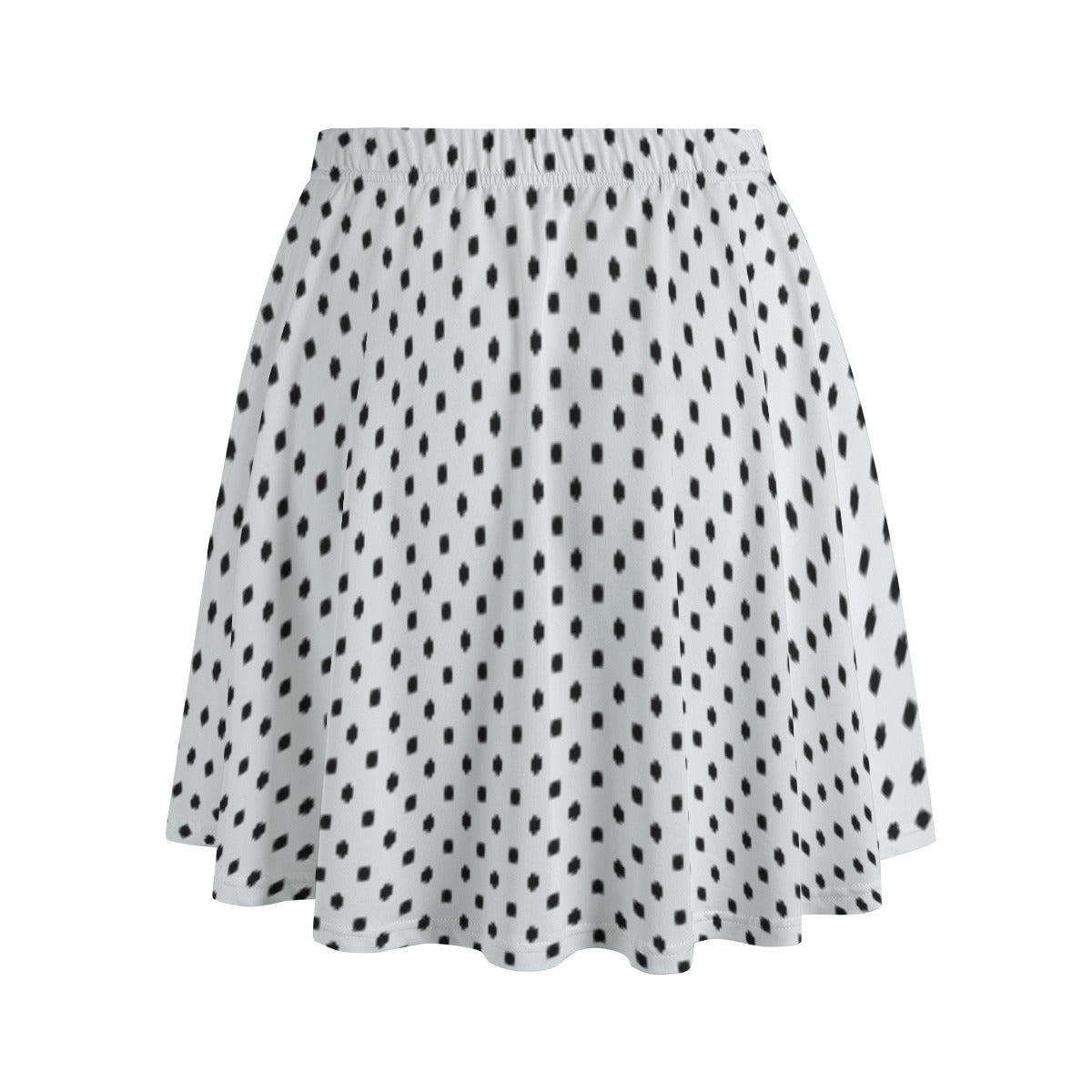 White With Black Polka Dots Women's Skirt With Pockets