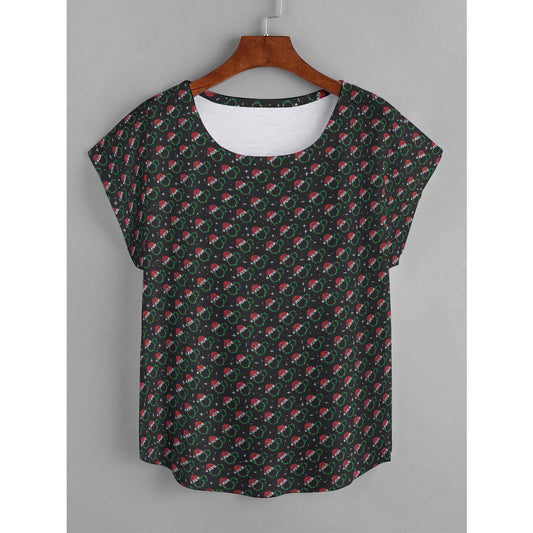 Christmas Plus Size Women's Curved Hem T-shirt