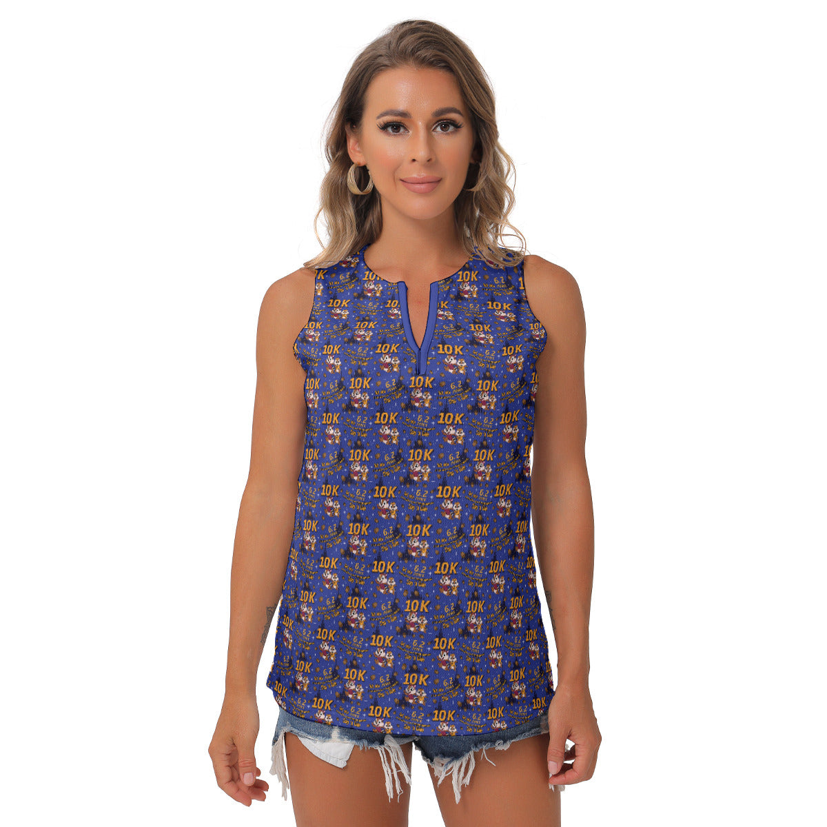 Chip And Dale 10K All Over Print Women's Sleeveless V-Neck Top