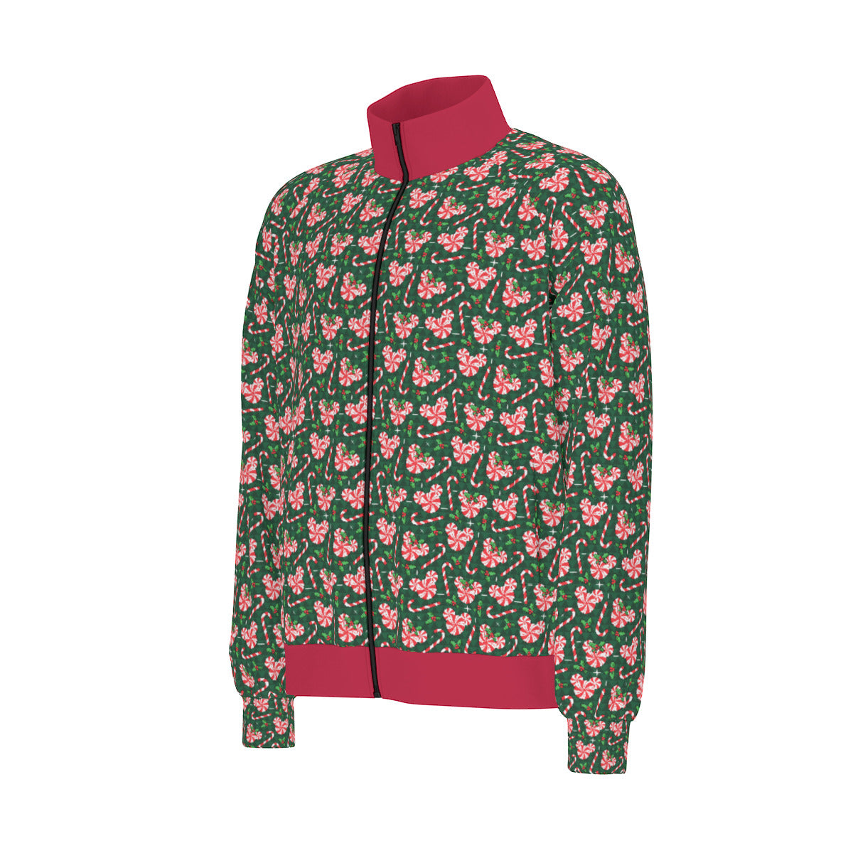 Christmas Peppermint Unisex Stand Collar Jacket