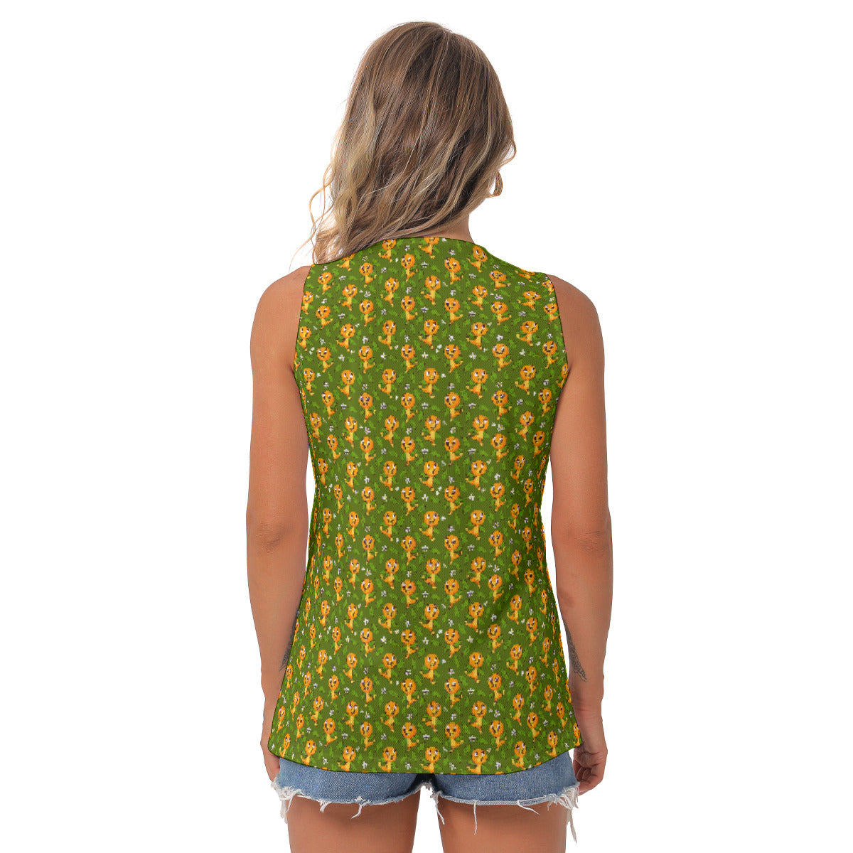 Orange Bird Women's Sleeveless V-Neck Top