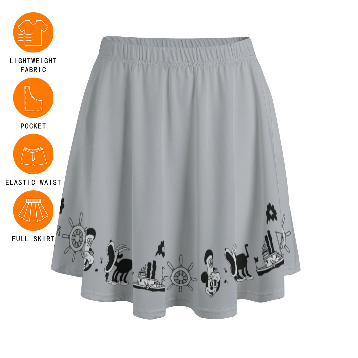 Steamboat Mickey Women's Skirt With Pockets