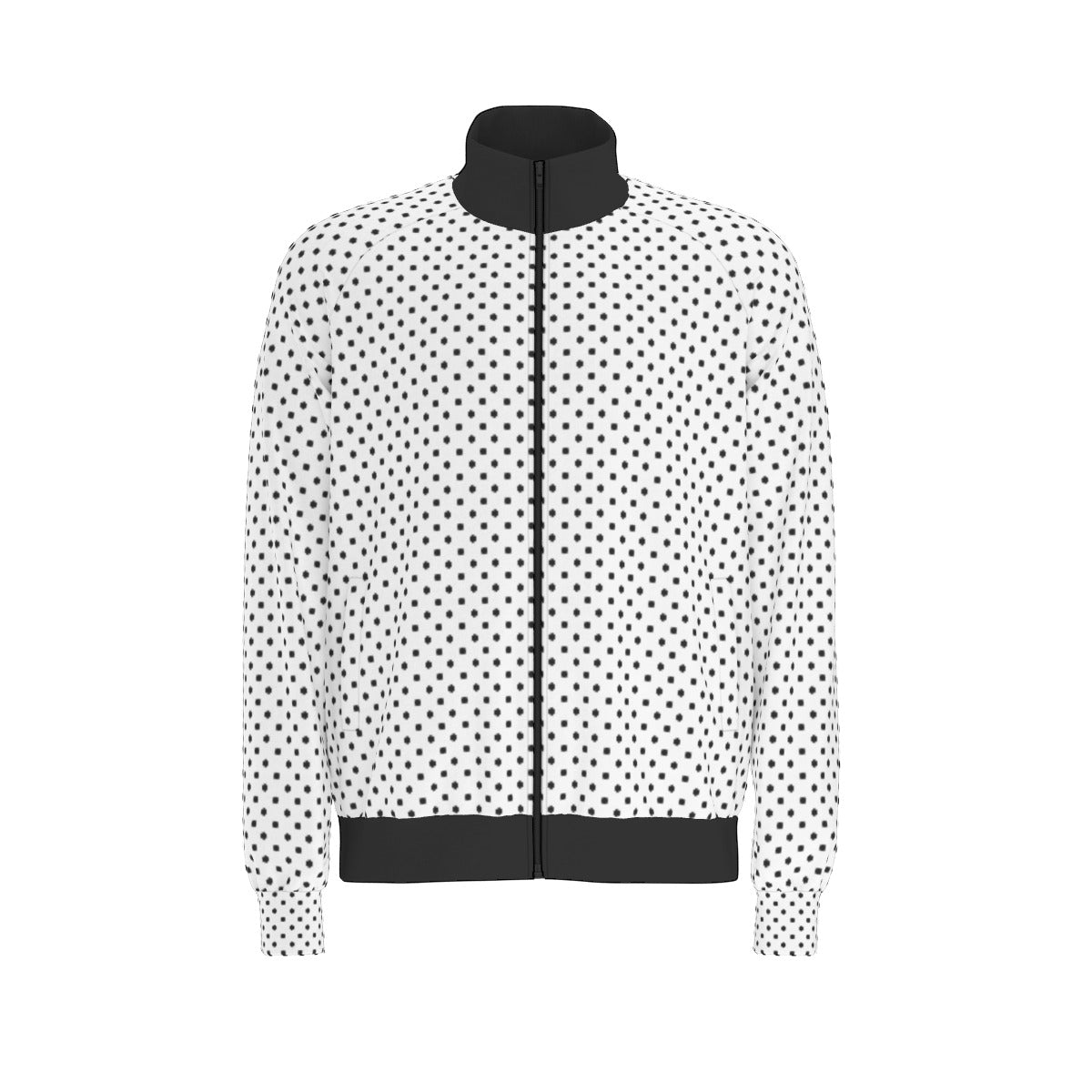 White With Black Polka Dots Unisex Stand Collar Jacket