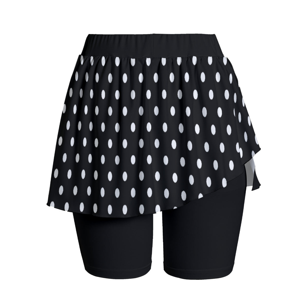 Black With White Polka Dots Women's Sports Skorts