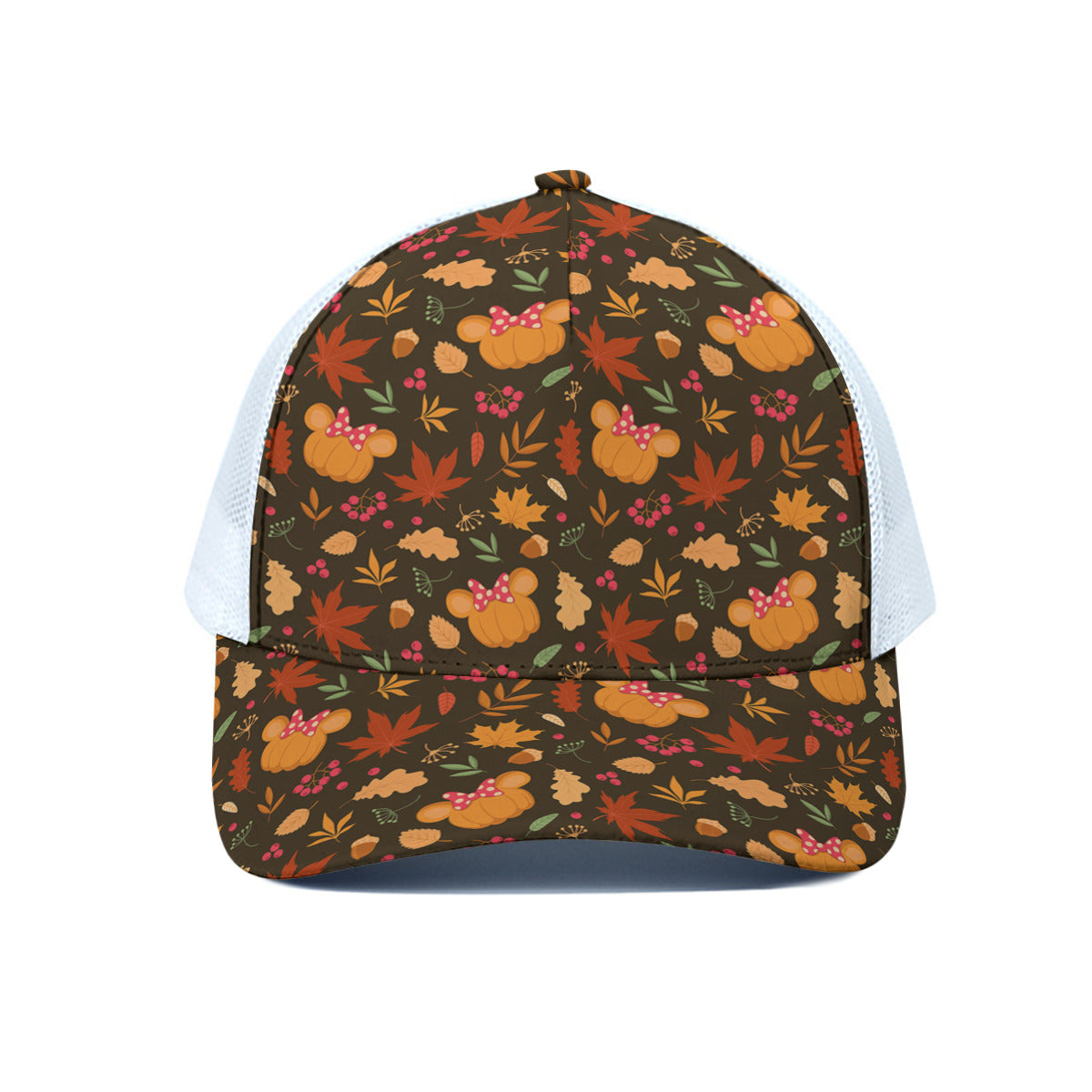 Fall Pumpkins Unisex Trucker Hat With White Half Mesh