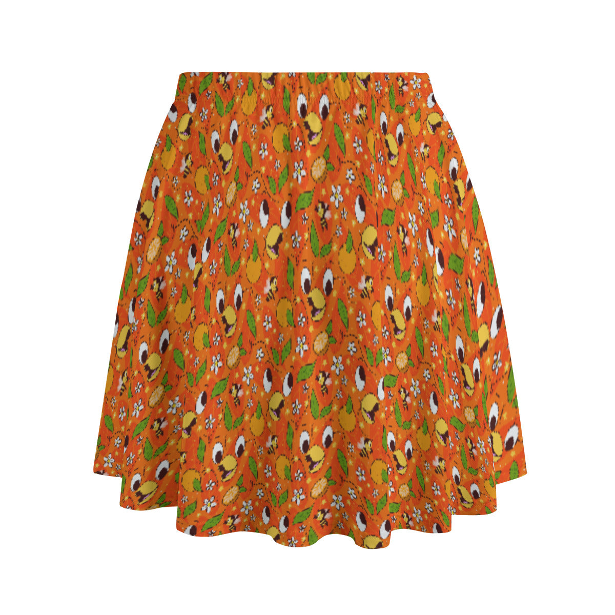 Orange Bird Women's Skirt With Pockets