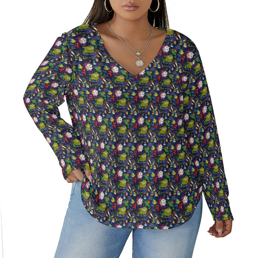 Sidekicks Women's Plus Size V-Neck T-Shirt With Curved Hem