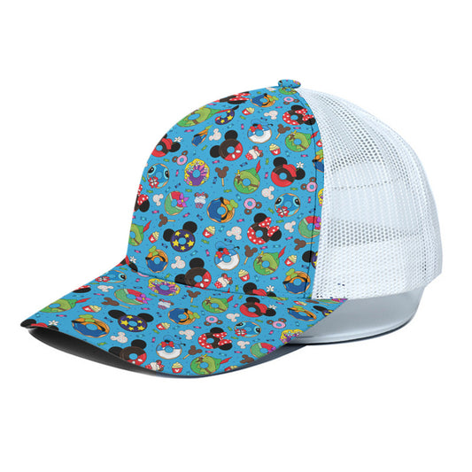 Character Donuts Unisex Trucker Hat With White Half Mesh