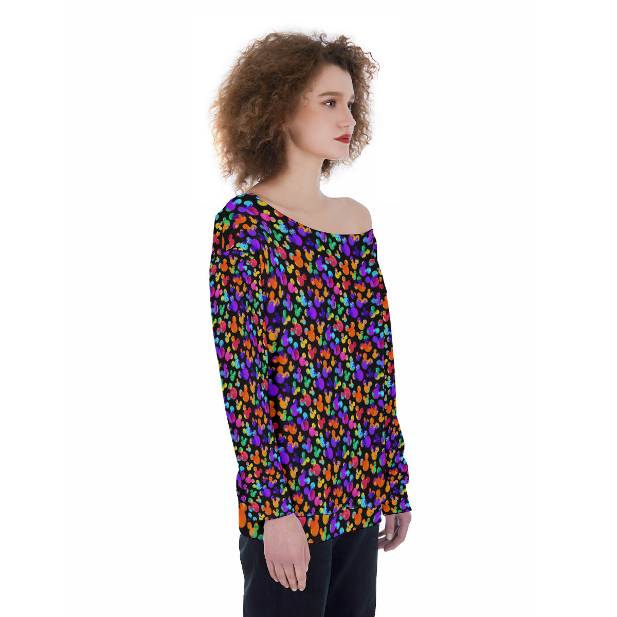 Watercolor Oversized Women's Off-Shoulder Sweatshirt