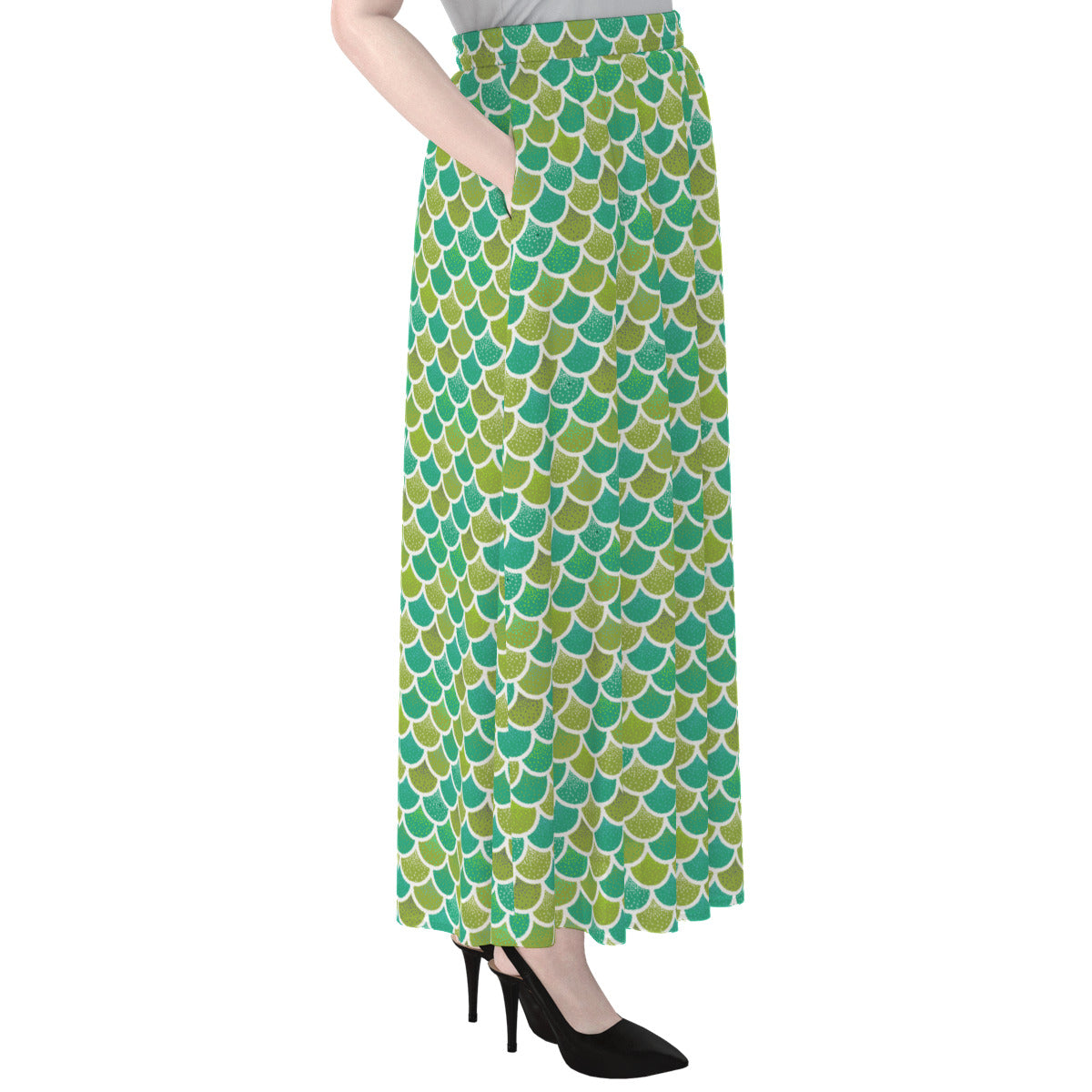 Mermaid Scales Women's Maxi Chiffon Skirt