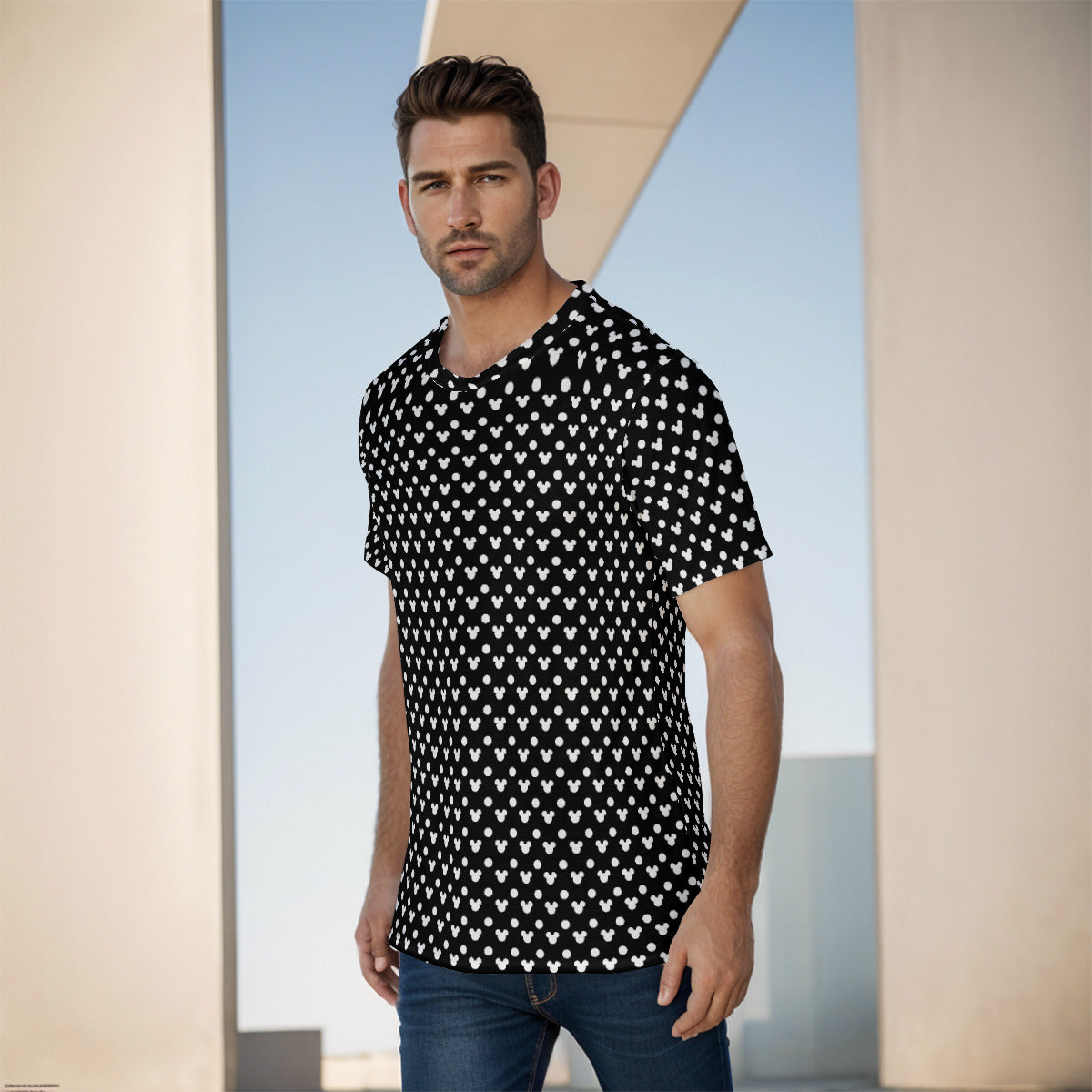 Black With White Mickey Polka Dots Unisex T-Shirt