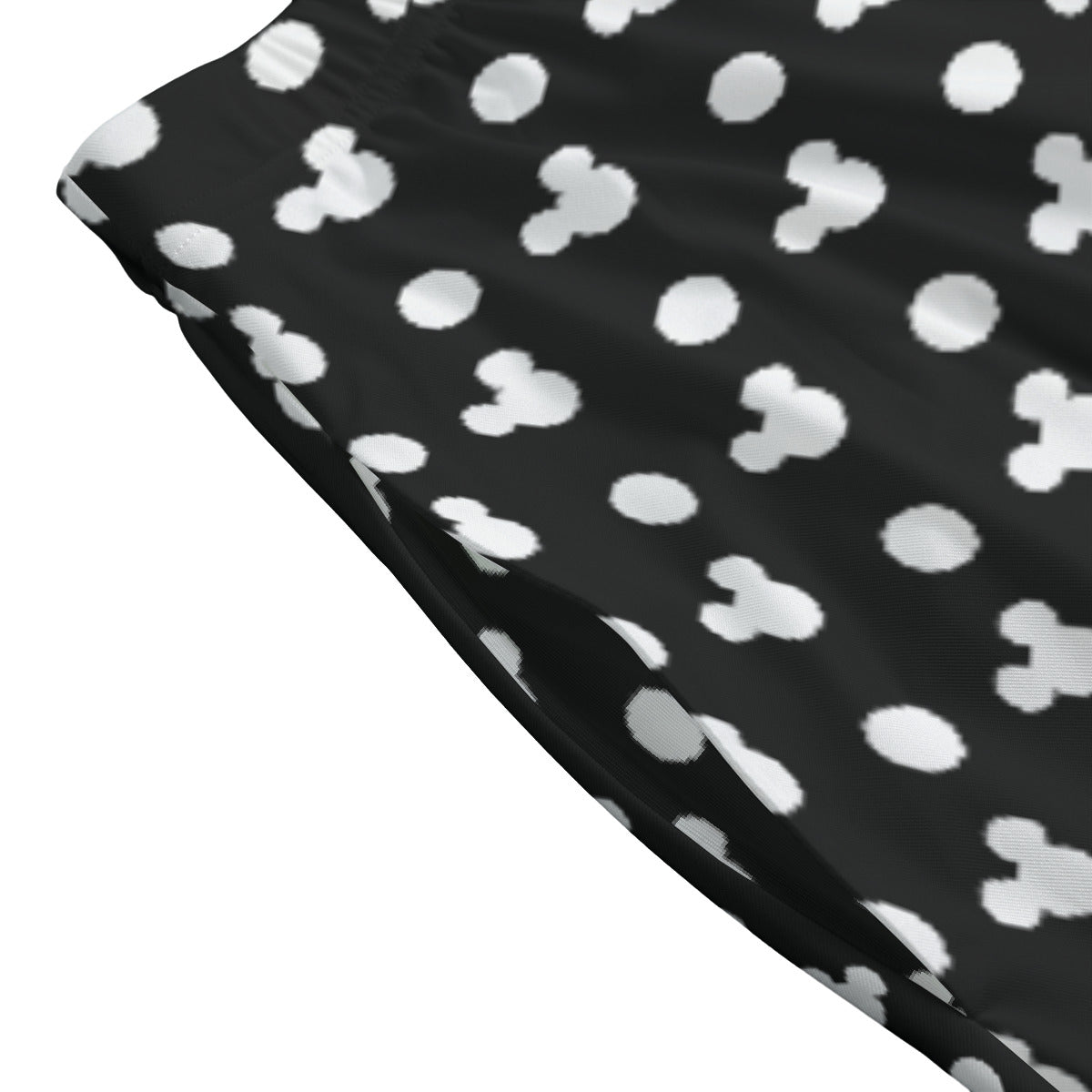 Black With White Mickey Polka Dots Women's Long Maxi Skirt With Pockets