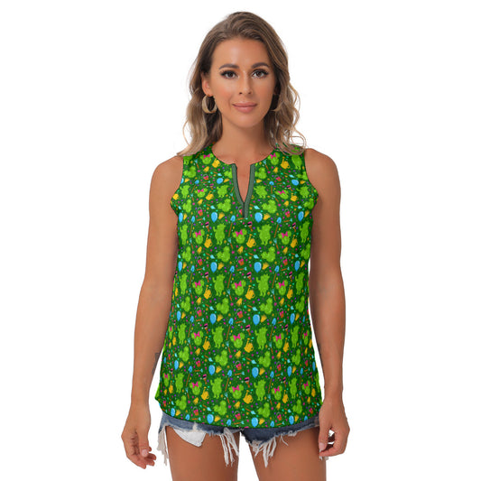 Flower And Garden Women's Sleeveless V-Neck Top
