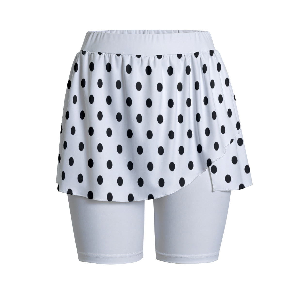 White With Black Polka Dots Women's Sports Skorts