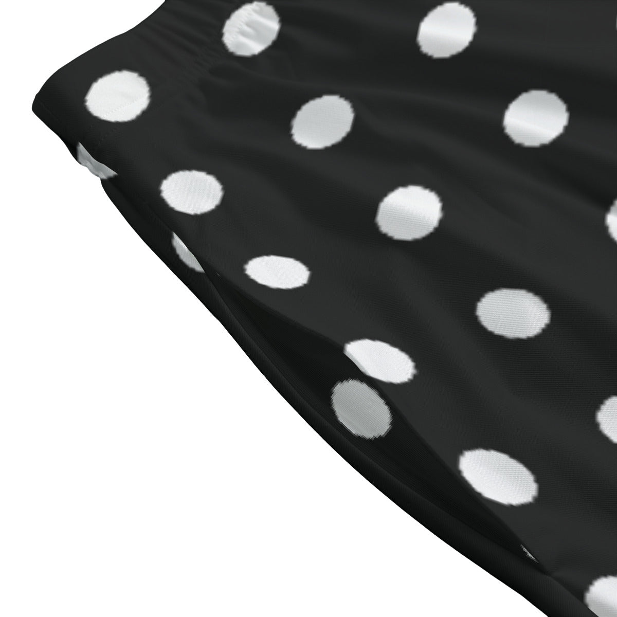 Black With White Polka Dots Women's Long Maxi Skirt With Pockets