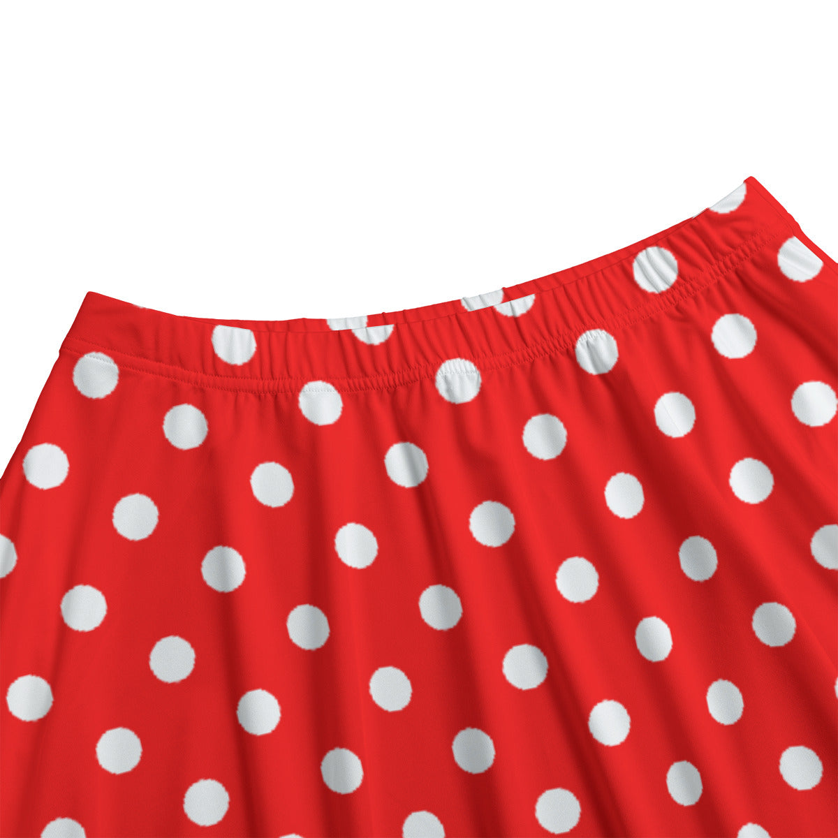 Red With White Polka Dots Women's Long Maxi Skirt With Pockets