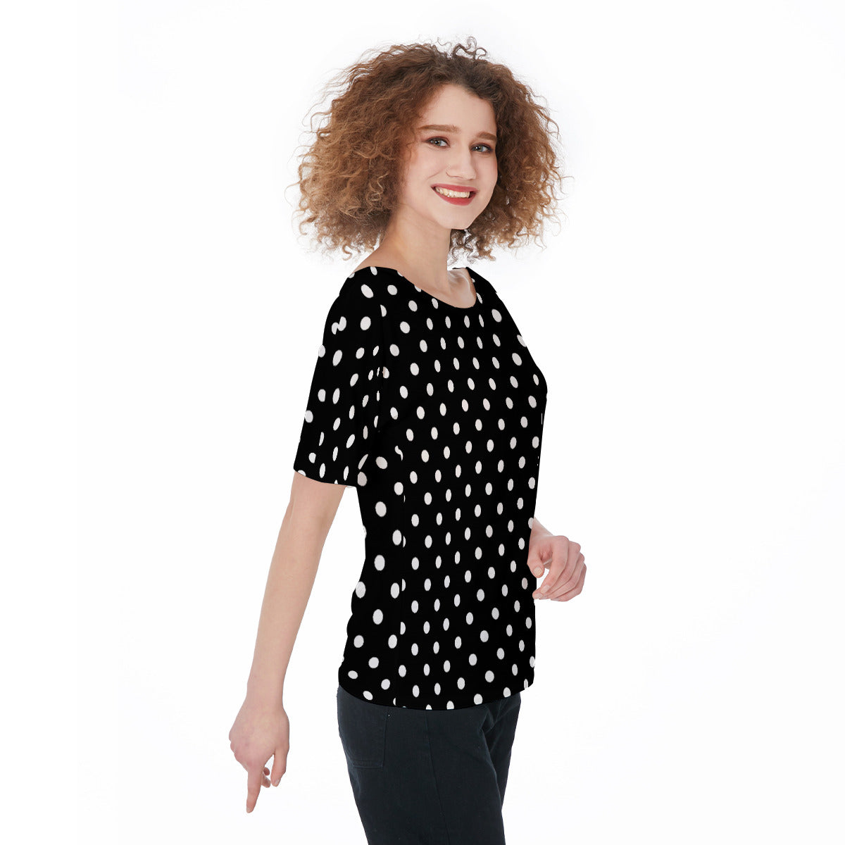 Black With White Polka Dots Women's T-Shirt