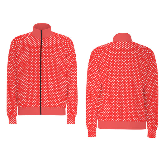 Red With White Mickey Polka Dots Unisex Stand Collar Jacket