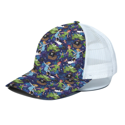 Peter Pan Unisex Trucker Hat With White Half Mesh