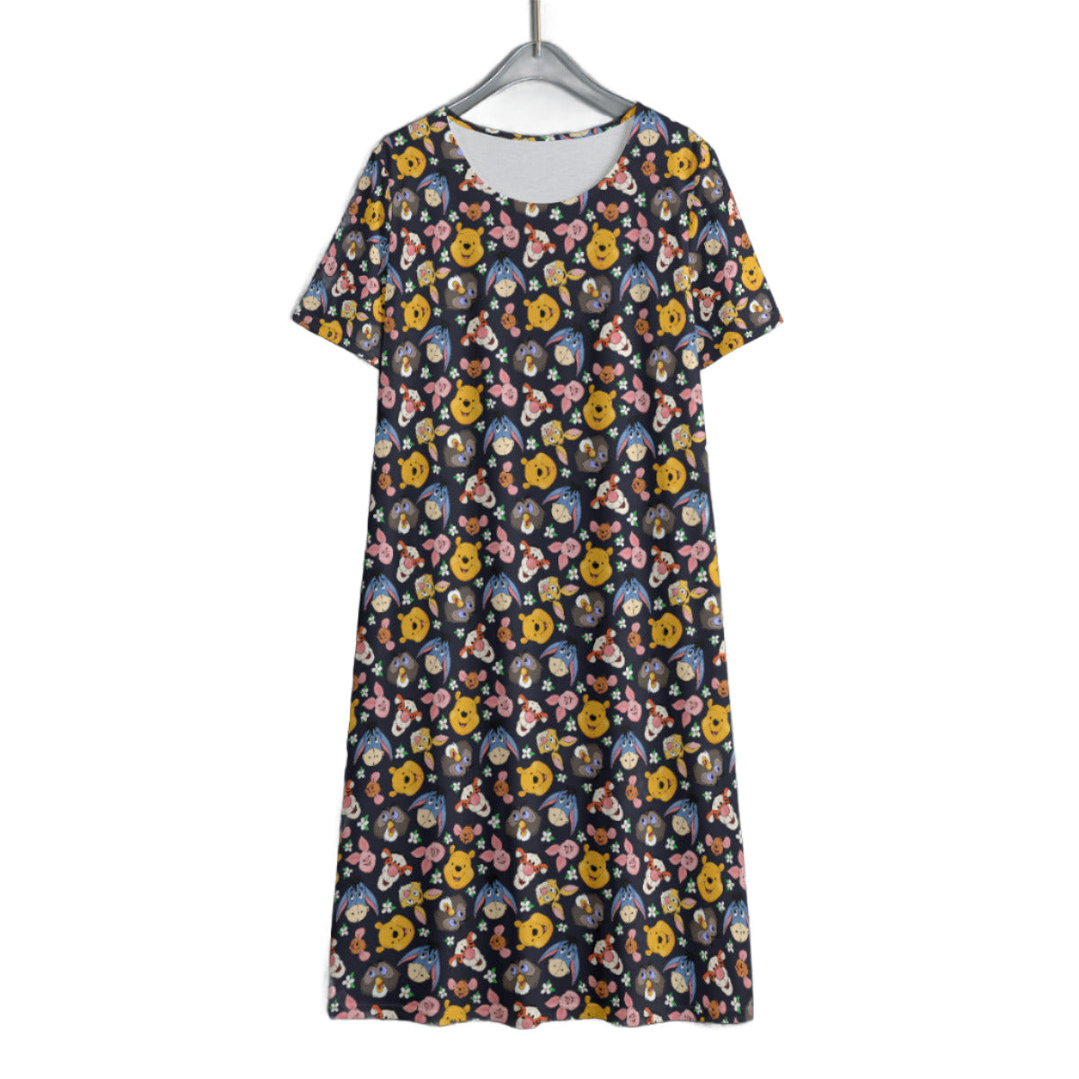 Disney Winnie The Pooh Hundred Acre Wood Friends Women's Swing Dress With Short Sleeve