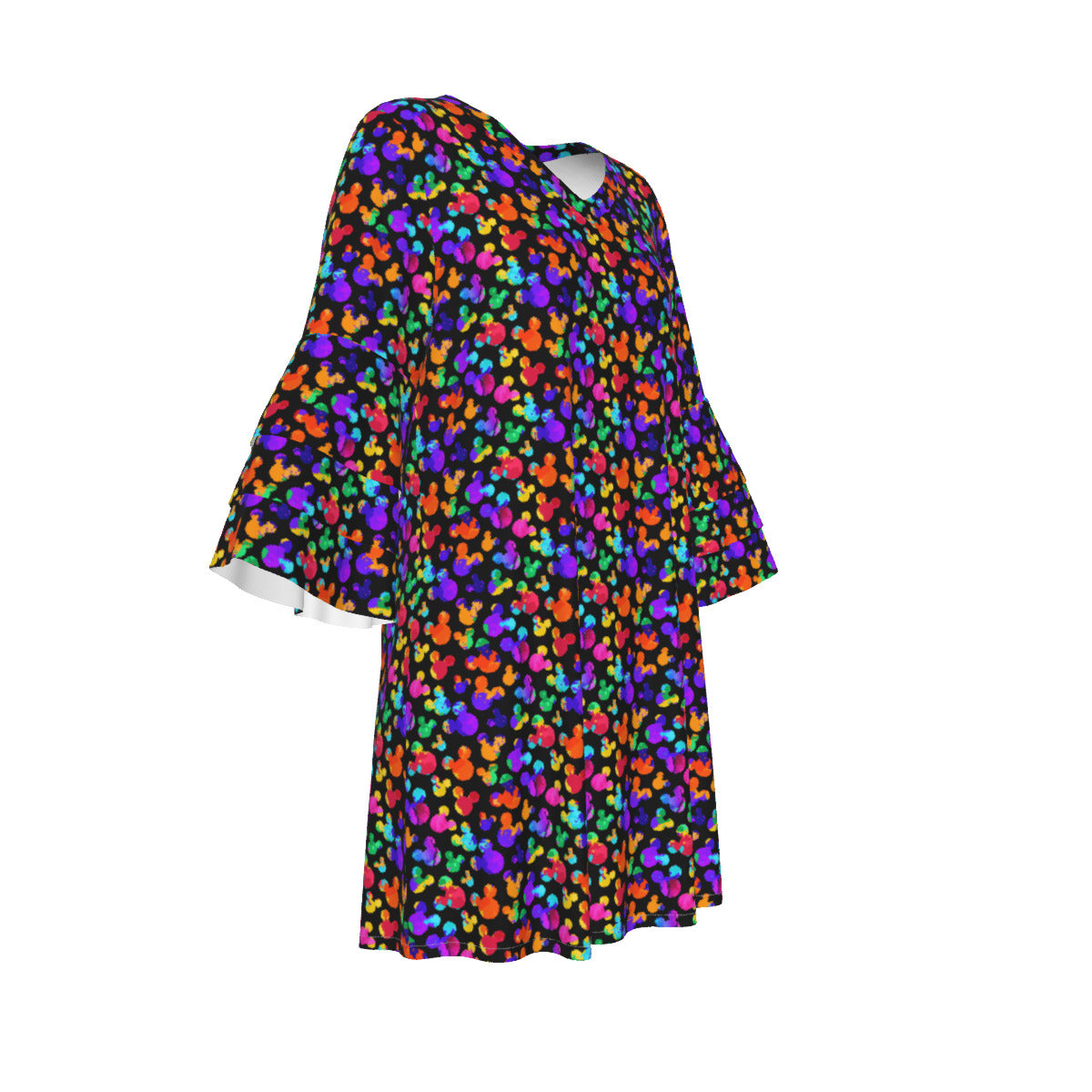 Watercolor Women's Stacked Ruffle Sleeve Dress