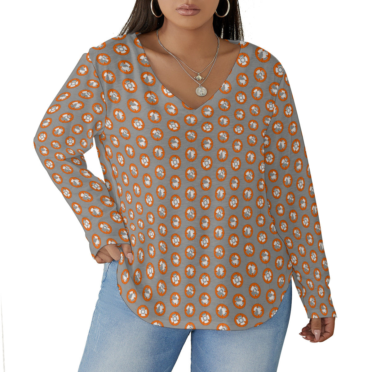 BB-8 Women's Plus Size V-Neck T-Shirt With Curved Hem