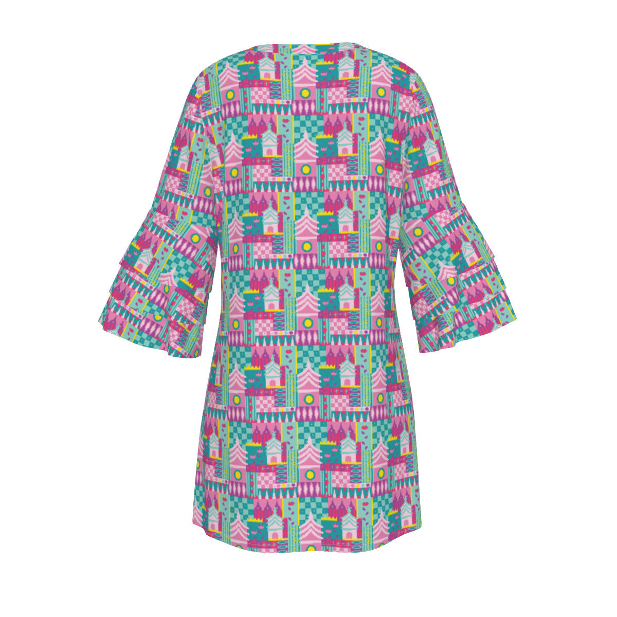 Small World Women's Stacked Ruffle Sleeve Dress