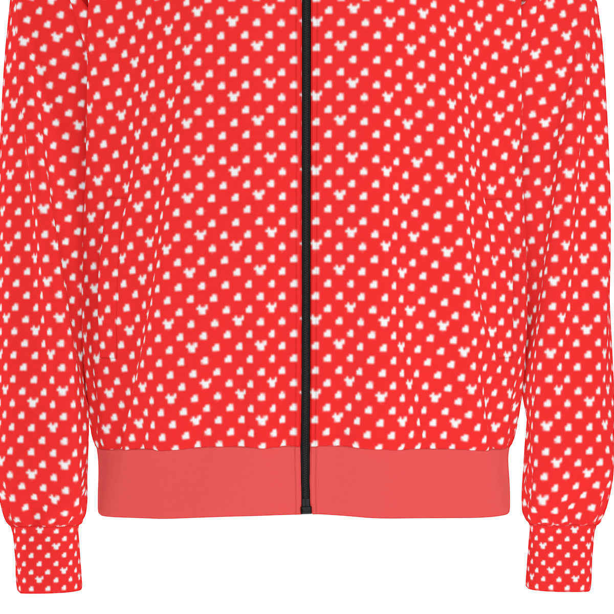 Red With White Mickey Polka Dots Unisex Stand Collar Jacket