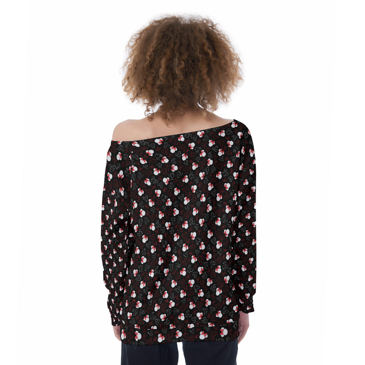 Mickey And Minnie Dots Oversized Women's Off-Shoulder Sweatshirt