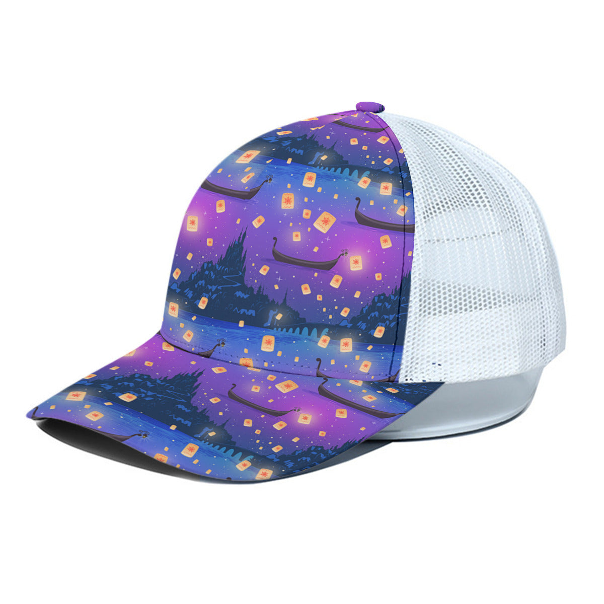 Floating Lanterns Unisex Trucker Hat With White Half Mesh